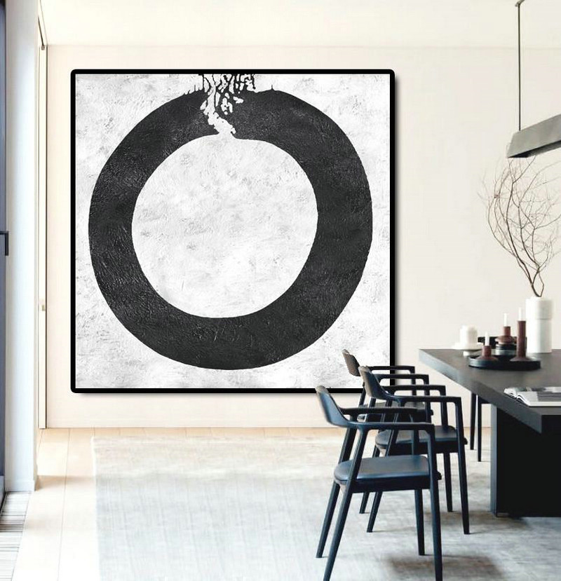Large Modern Abstract Painting,Oversized Minimal Black And White Painting - Hand Paint Large Art